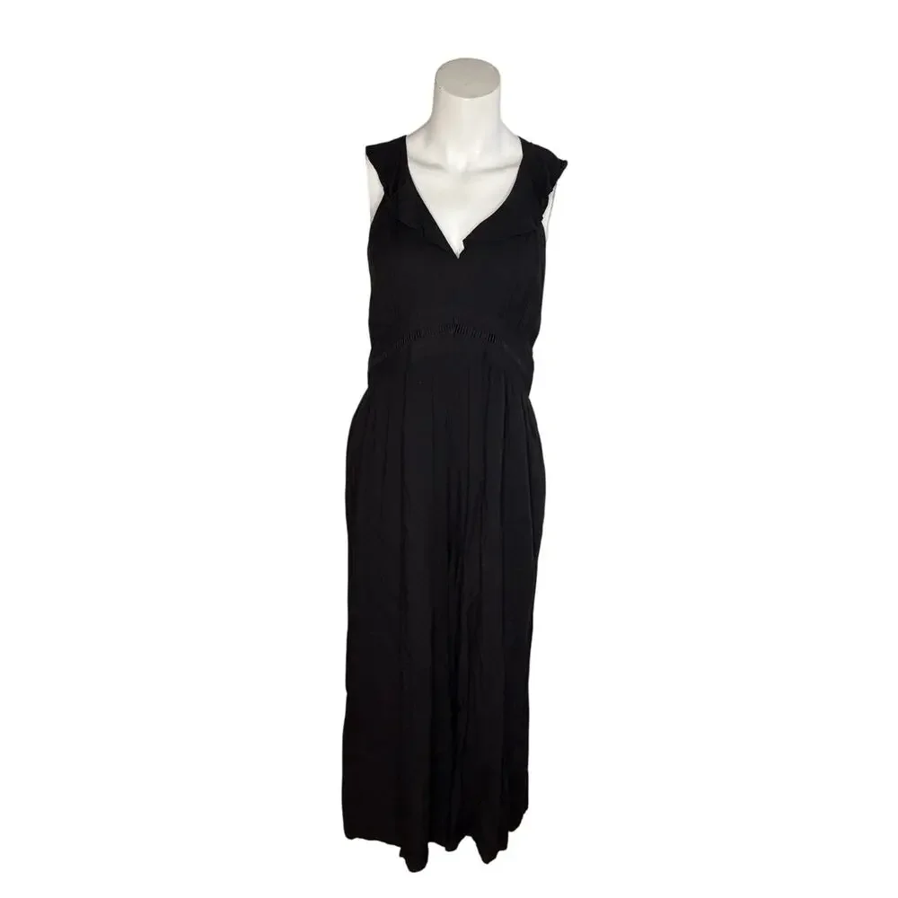 Maeve by Anthropologie Jumpsuit Women's 12 Black Crop Wide Leg MSRP$168